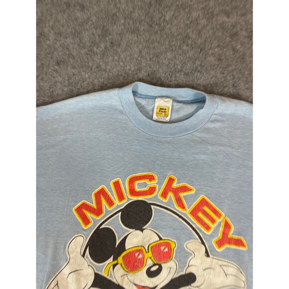 Vintage 70s Mickey Mouse T Shirt Mens XL Blue Florida Disney Graphic Crewneck - Picture 3 of 5